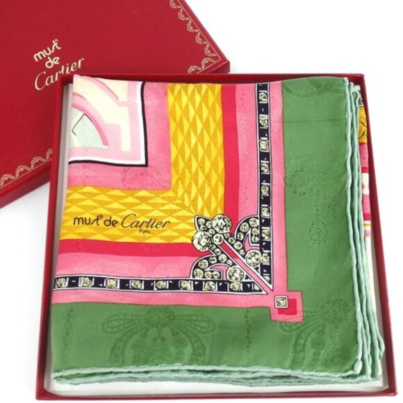 Authentic Cartier scarf silk [Used] - Picture 1 of 8